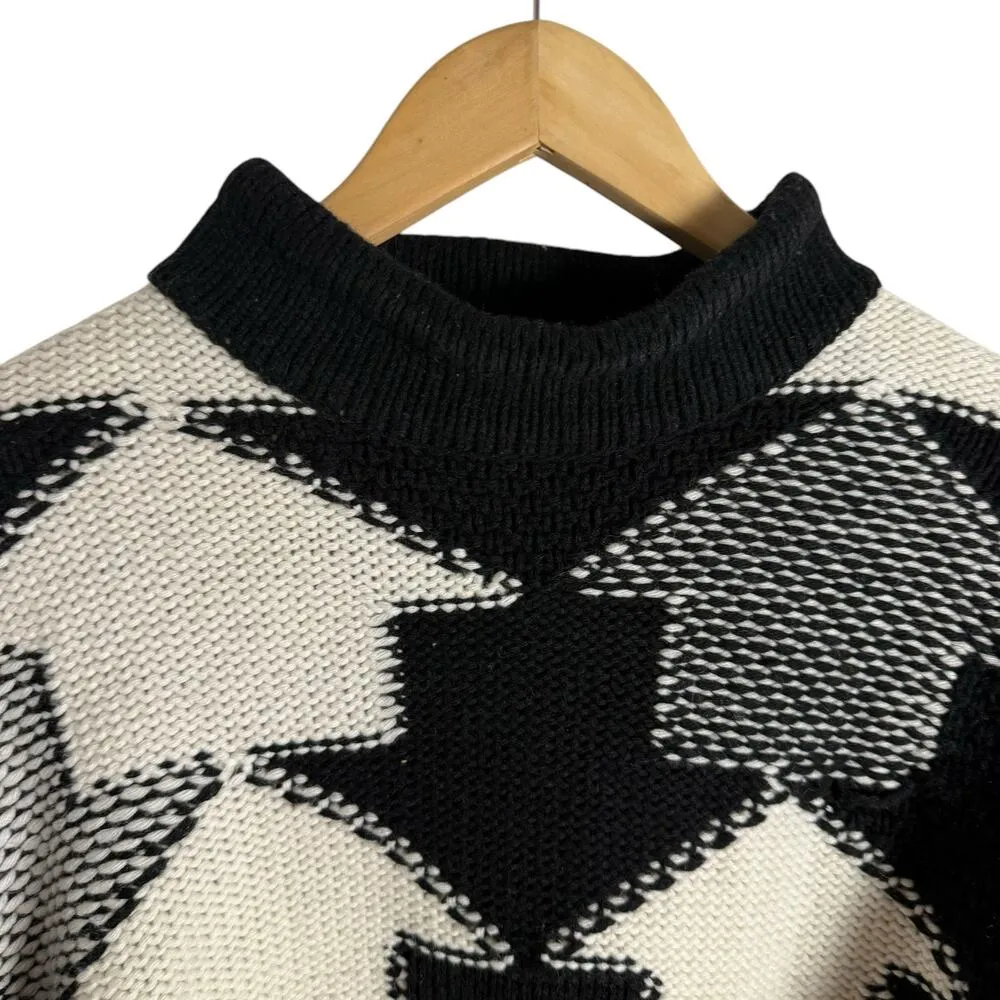 Stella McCartney Arrow Intarsia Black White Oversized Wool Pullover Sweater S - Image 5