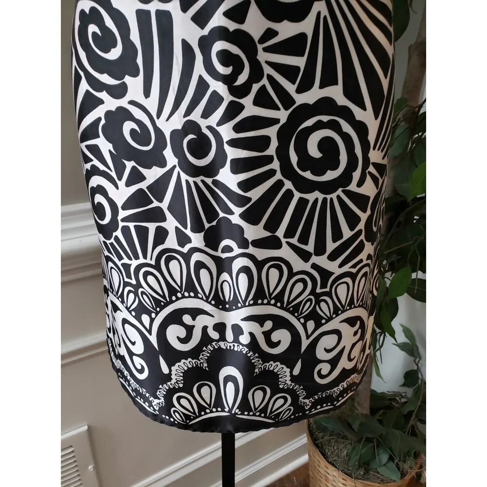 White House Black Market  Silk Sleeveless Dress Black/White Geometric Print 0 - Image 6