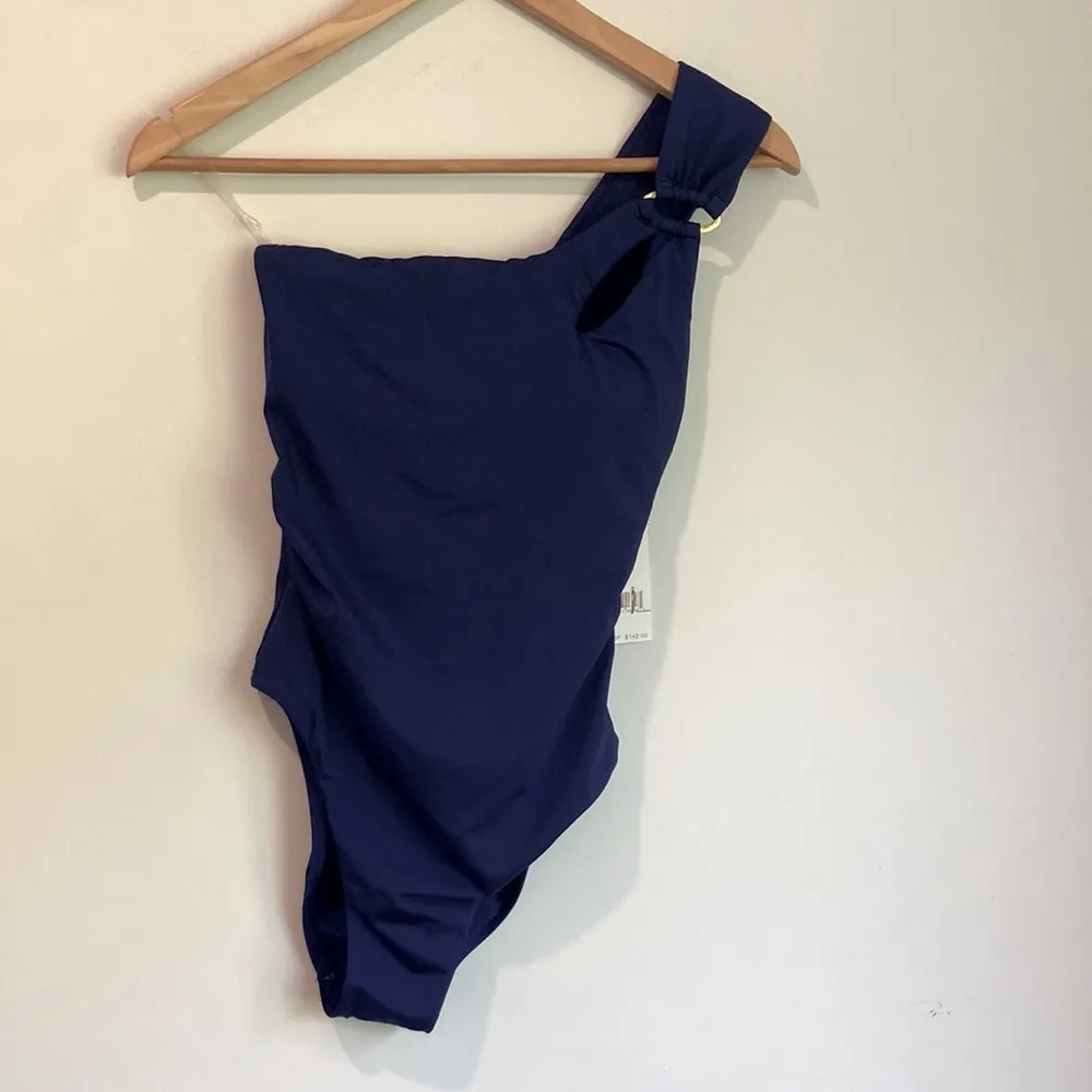 Trina Turk Getaway|Solid Shoulder One Piece Swimsuit Womens 4 Ultramarine Blue - Image 3