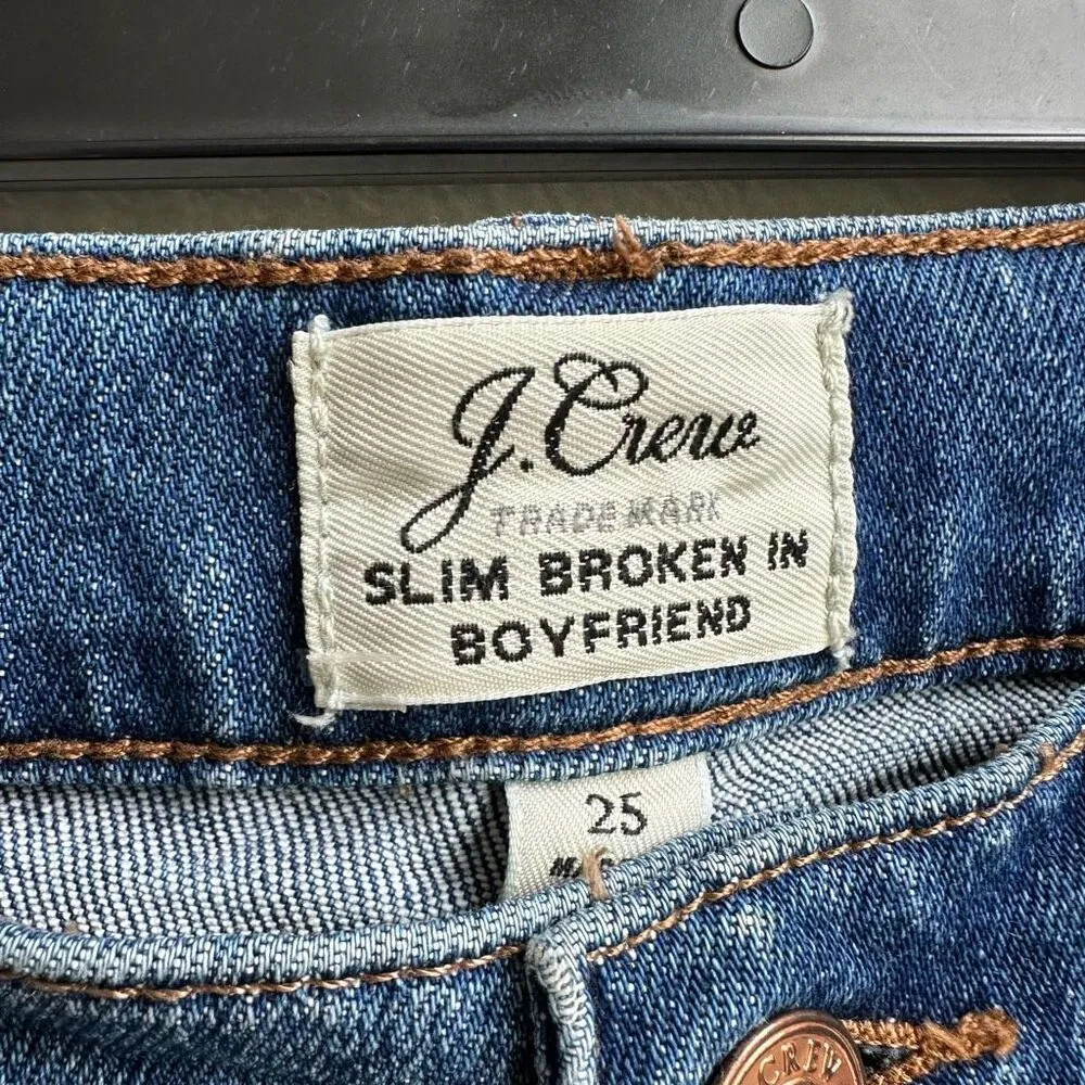 J. Crew Slim Broken In Relaxed Cropped Ankle Blue Jeans Cotton Size 25 Small - Image 5
