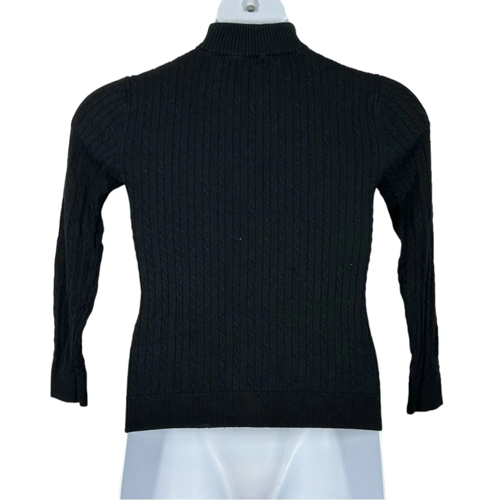 Tommy Hilfiger Black Cable Knit Half Zip Sweater Size S - Image 8