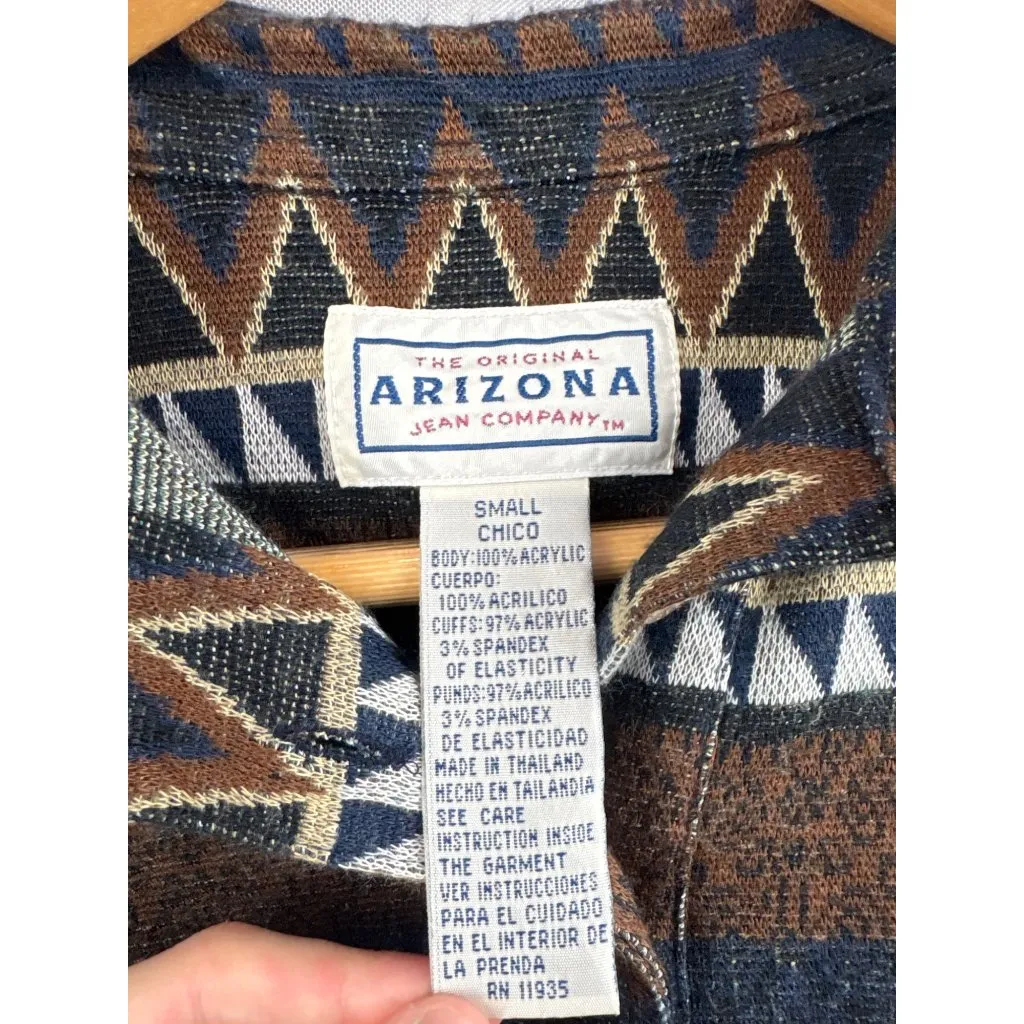 Vintage Arizona Jean Co. Womens Small Geometric Long Sleeve Polo Shirt - Image 4