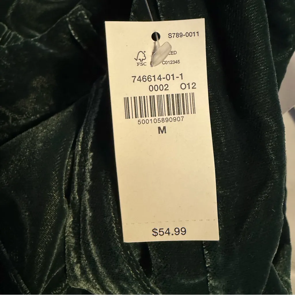 Old Navy Extra High-Waisted Velvet Taylor Pants wide leg dark bottle green M NWT - Image 7