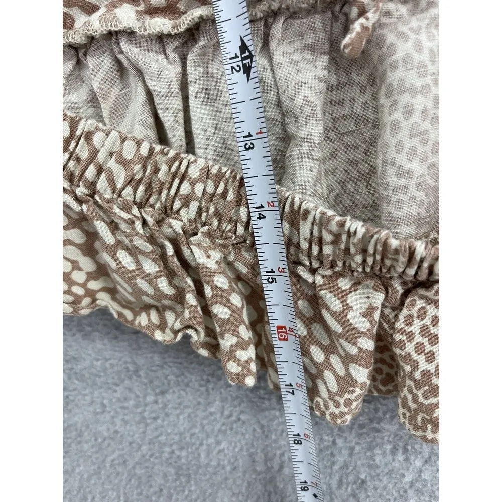 EXPRESS Women's Blouse Cutout Sleeveless Animal Print Brown Size XL Ruffle Linen - Image 11