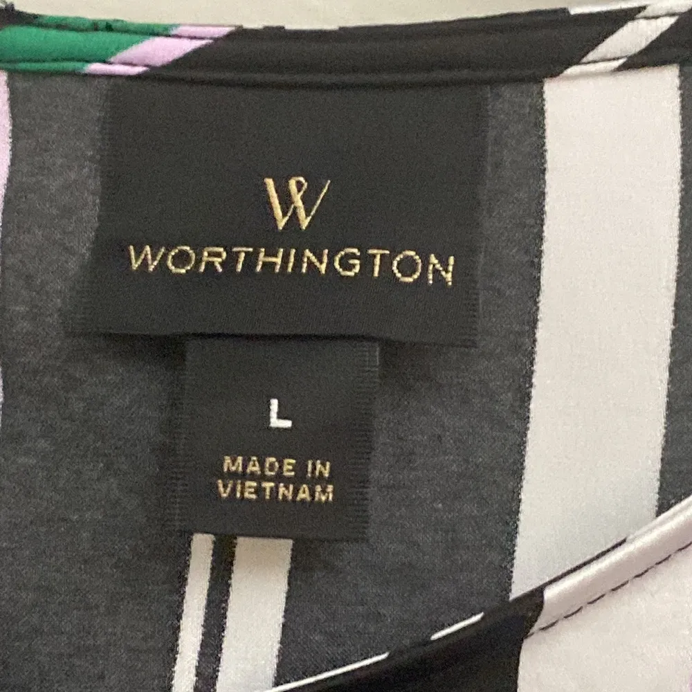 Worthington womens striped front bow top size L - Image 5