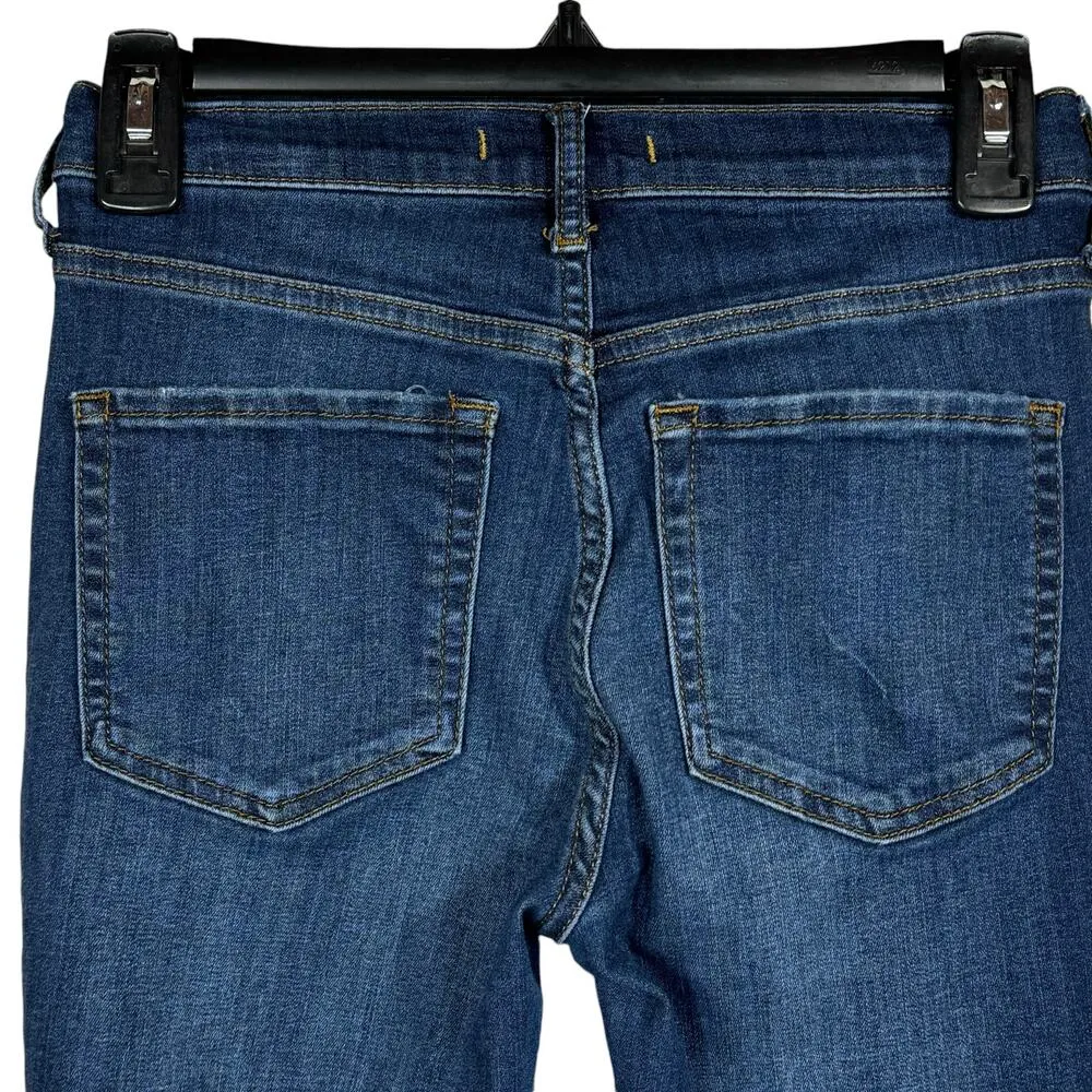 Free People SZ W25 Skinny Jeans Distressed Rips Mid-Rise Stretch Zip-Fly Blue - Image 7