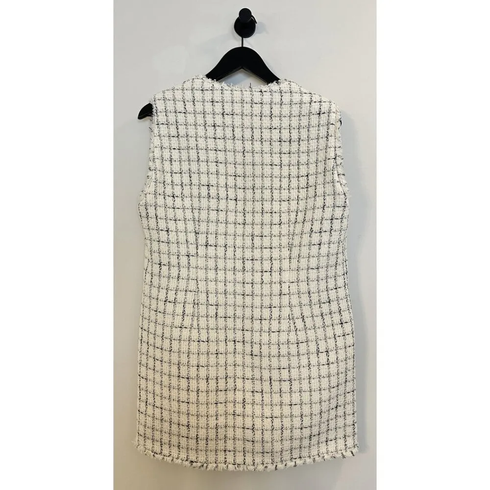 ANINE BING Janet Tweed Dress in White Plaid Size Medium NWT - Image 8