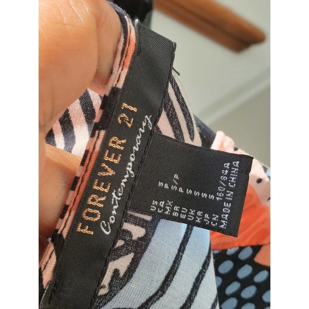 Forever 21 Womens Multicolor Polyester V-Neck Short Sleeve Long Maxi Dress Small - Image 9