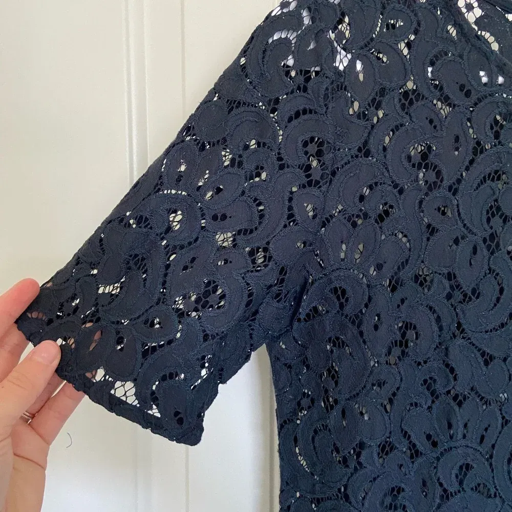 LOFT Ann Taylor women’s black lace see‎ through blouse — small - Image 2