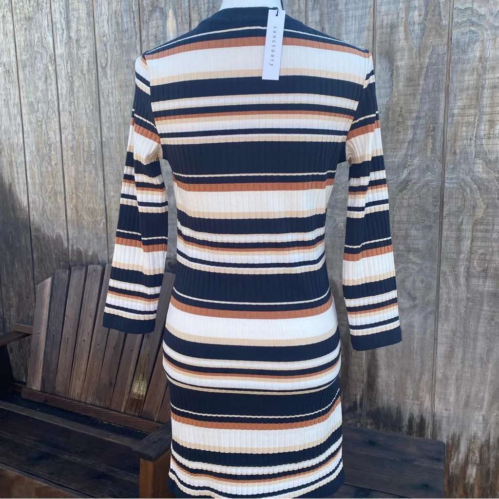 Sanctuary Rider Stripe BodyCon Ribbed Mini Dress Size Large - Image 7