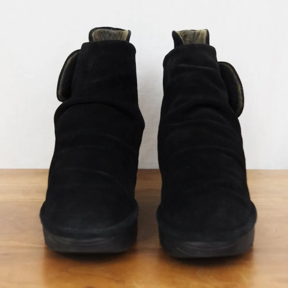 Fly London  Black Suede Wedge Ankle Boots Size EU 39 - Image 9
