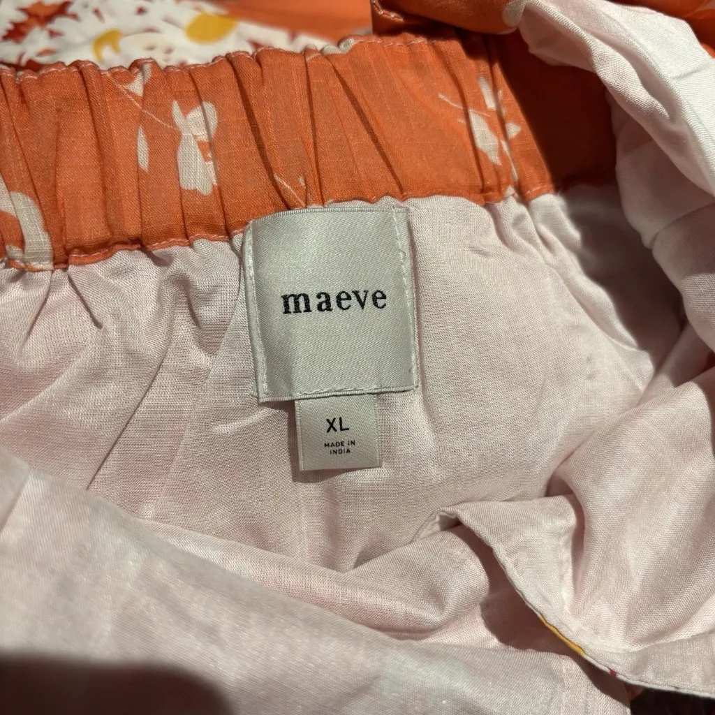 Maeve Anthropologie Halter Open-Back Sz XL Godet Midi Shirt Dress Orange Floral - Image 8