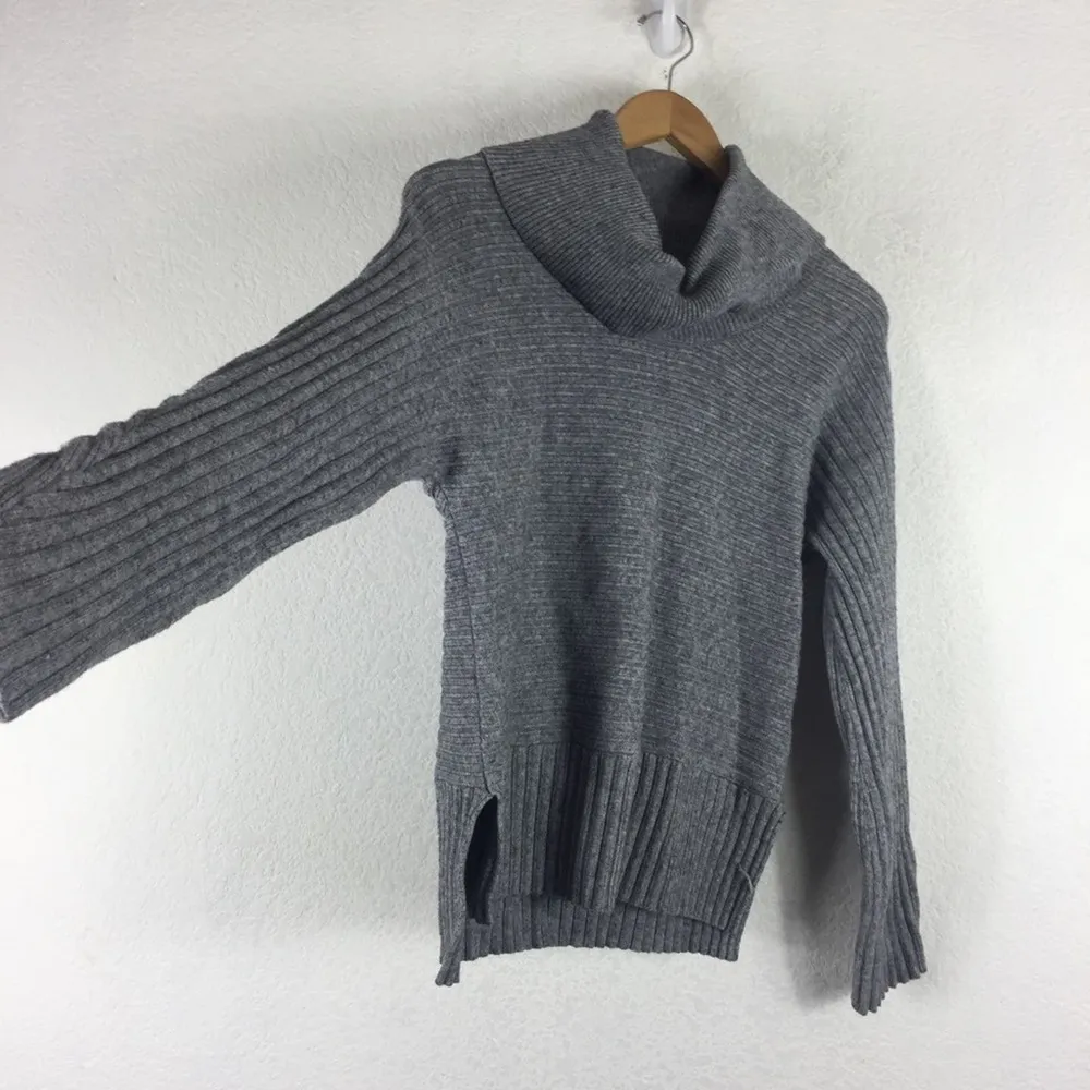 Anthropologie Moth Grey Ribbed Cowl Neck Oversized Cozy Knit Sweater Small - Image 10