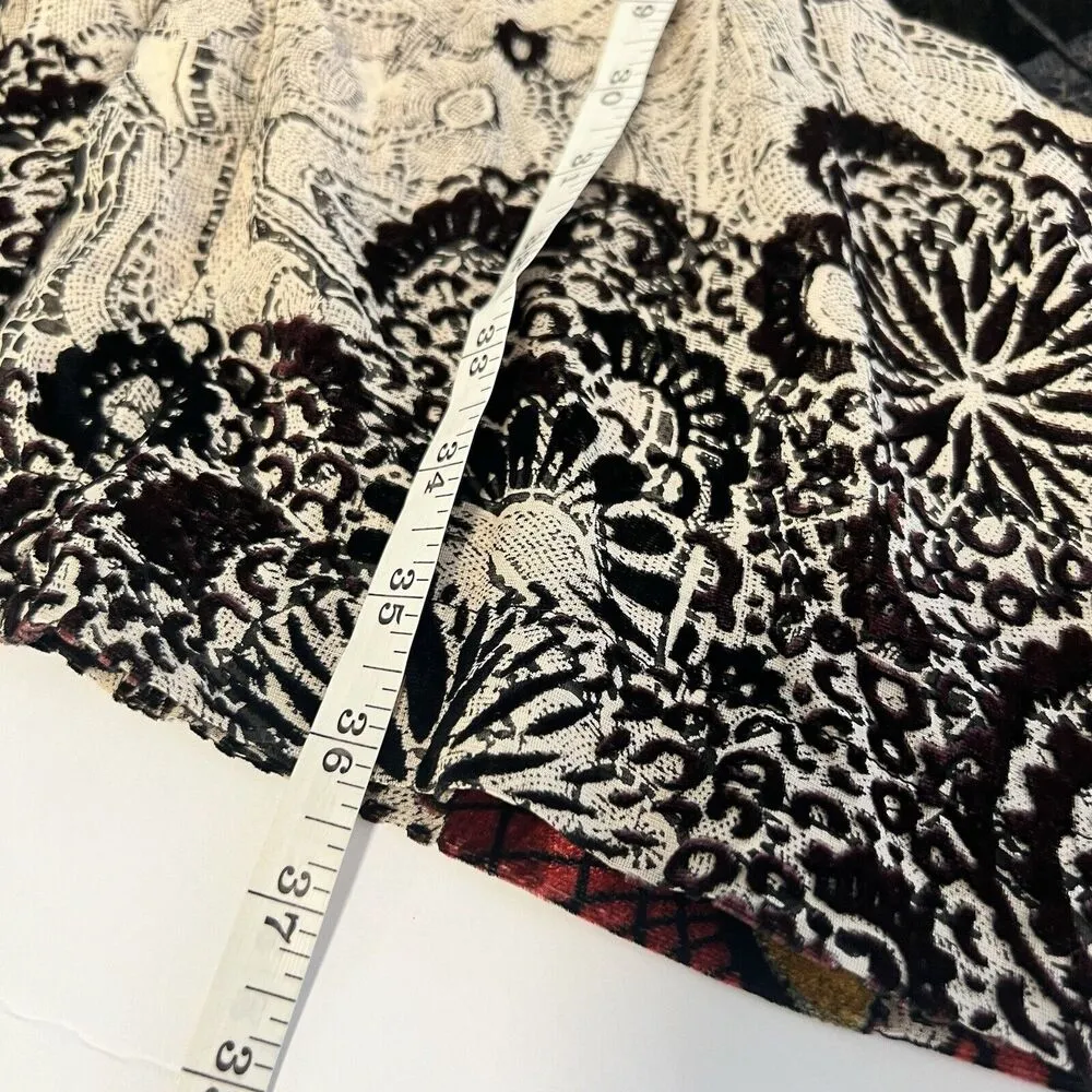 Citron Santa Monica Collection Sz M Silk Velvet Sheer Long Tunic Blouse Button Size M - Image 8