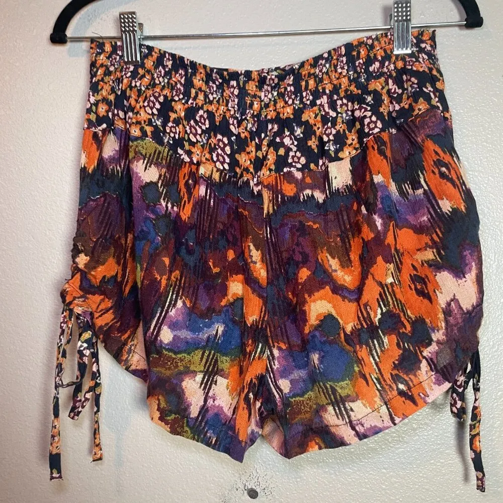 Free People Shorts XS Colorful Abstract Watercolor Flowy Lisbon Vacation Travel - Image 6