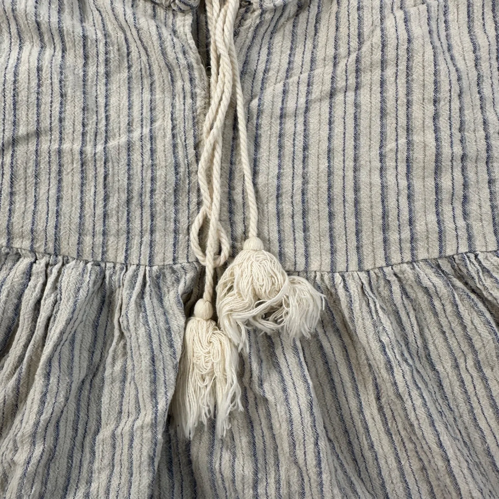 Hayden Los Angeles Striped Babydoll Cami Tank Top Women's Medium Tassel Ruffle - Image 6