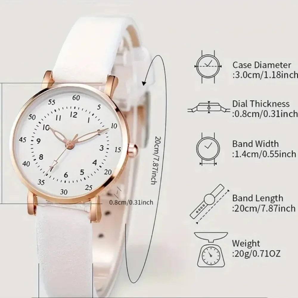 NWT! Ladies 6pc Butterfly Round Analog Faux Leather Watch Bracelet & Earring Set - Image 2