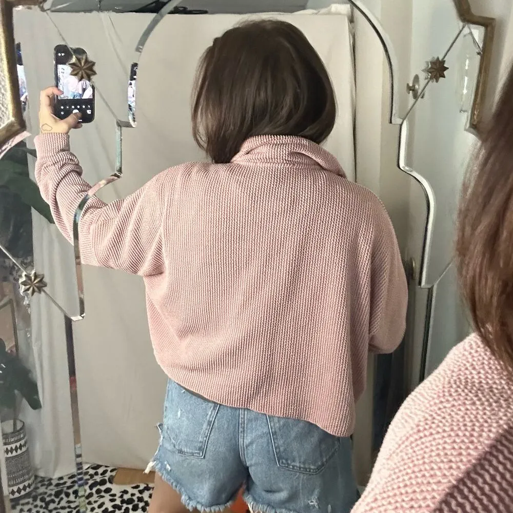 Altar'd State Textured Knit Button Front Jacket Pink Size Medium - Image 7