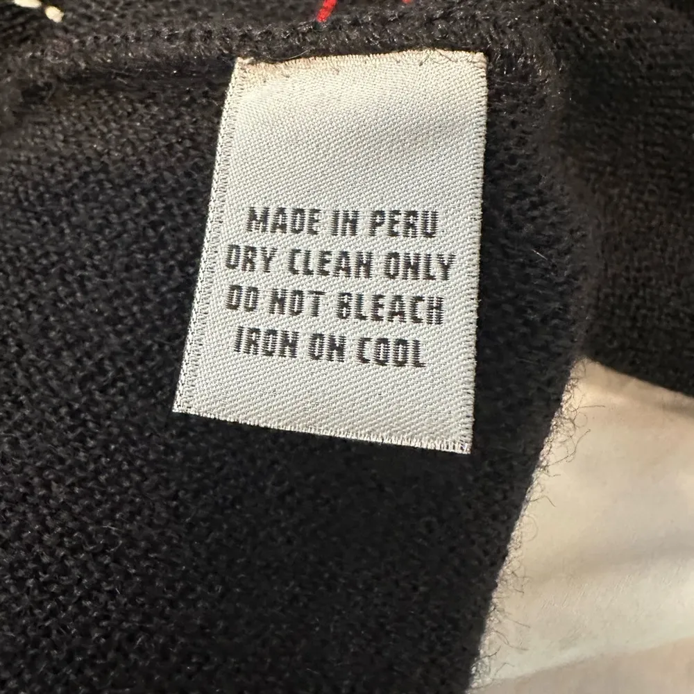 Women Sz: M Alpaca Wool Tribal Print Open Cardigan Peru Etnico Aztec Boho Ethnic Black Size M - Image 8