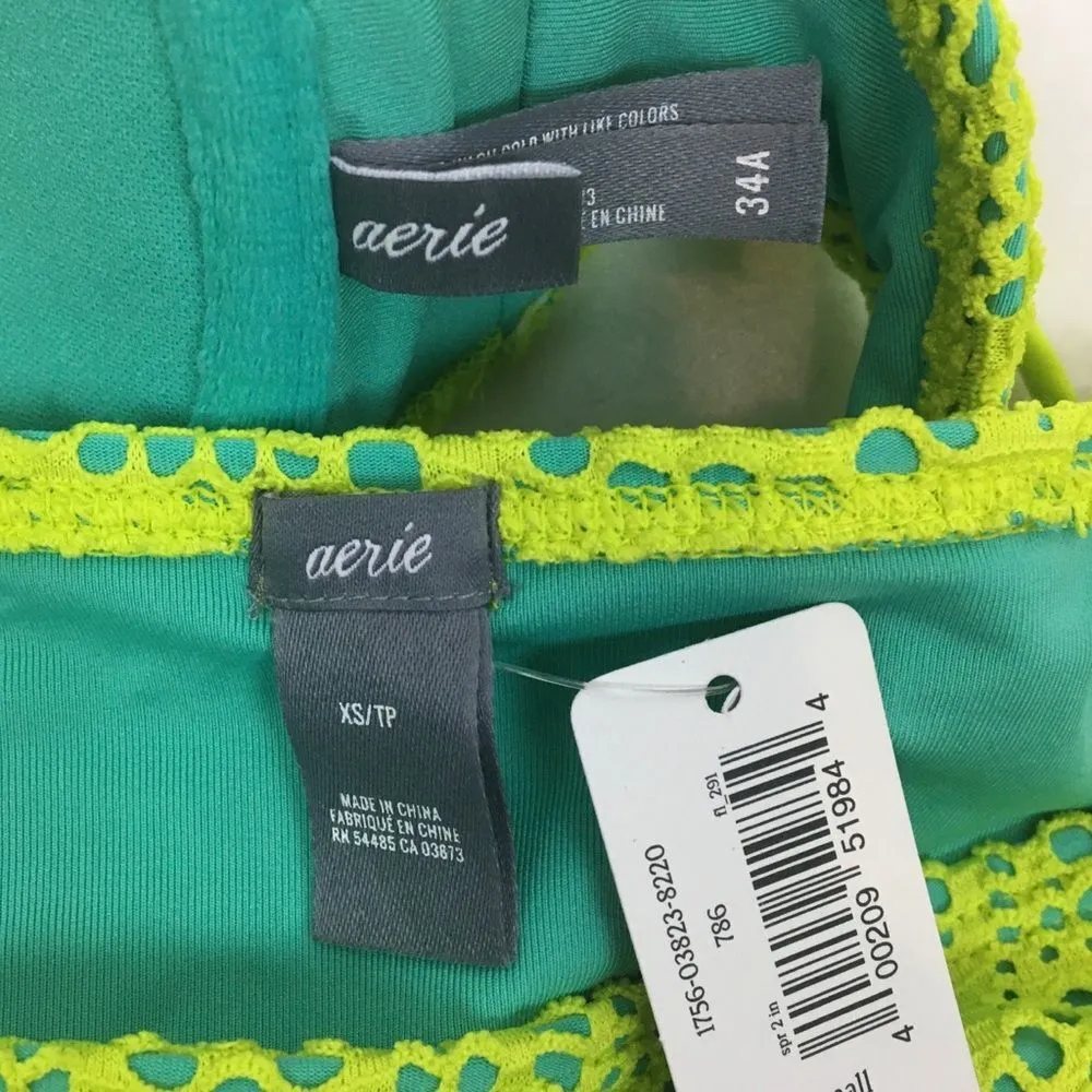 Aerie Blue Yellow Bright Ruffle 2 Piece Bikini Swim Suit New 34A XS - Image 8