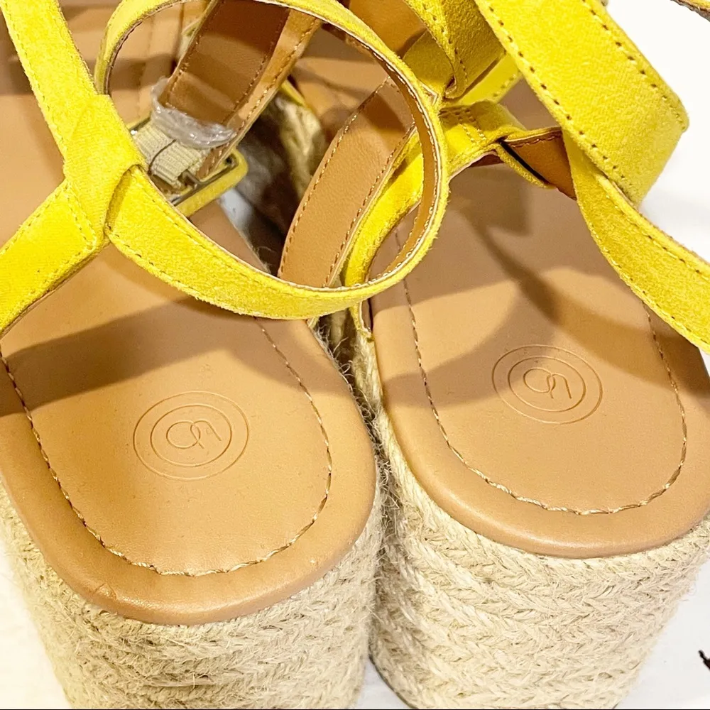 Urban Outfitters Size 9 Yellow Sierra Espadrille Strappy Wedge Sandal - Image 5