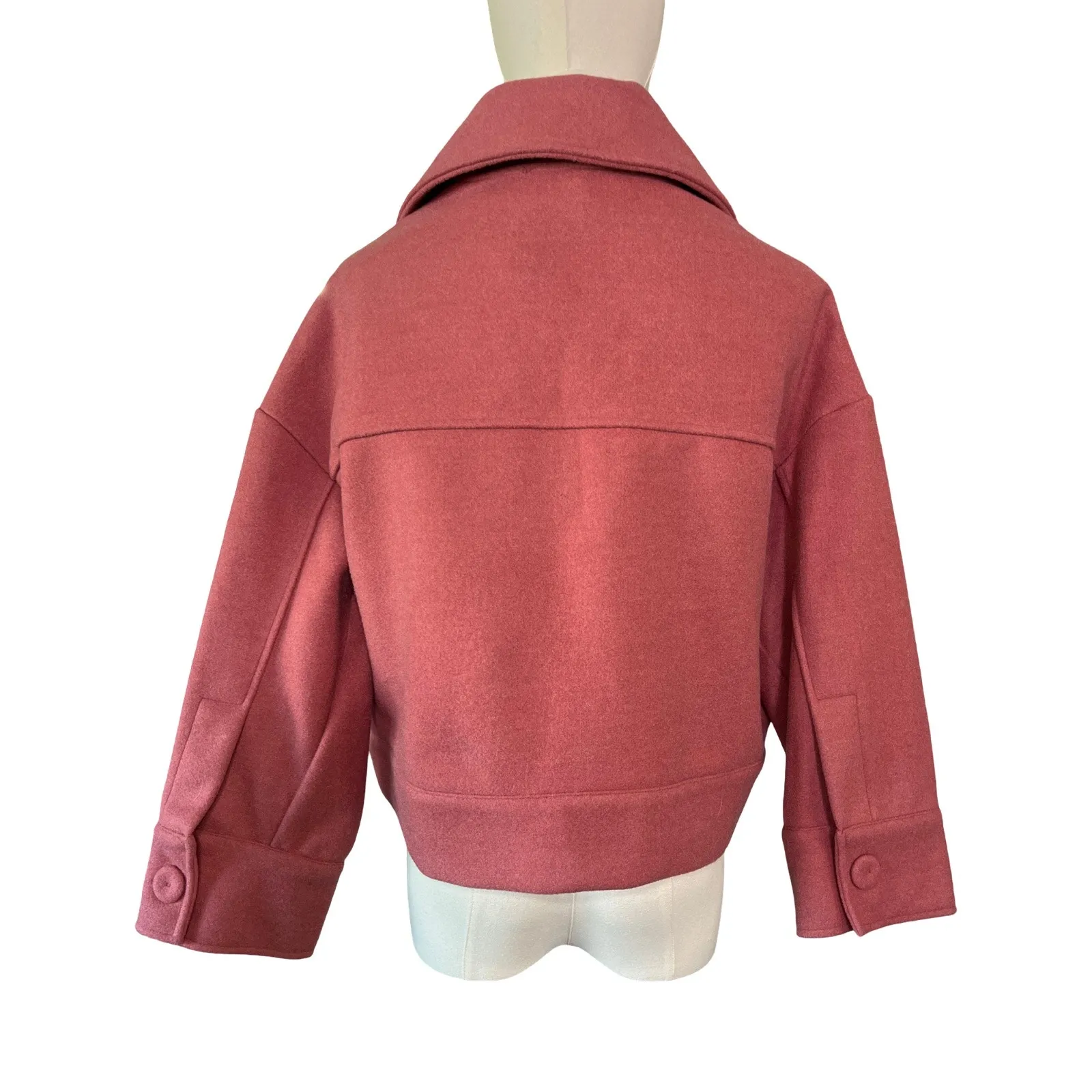 Rosé a Pois Syrah Wool Blend Cropped Jacket Pink Rosa Antico Made in Italy 38 Size XS - Image 5