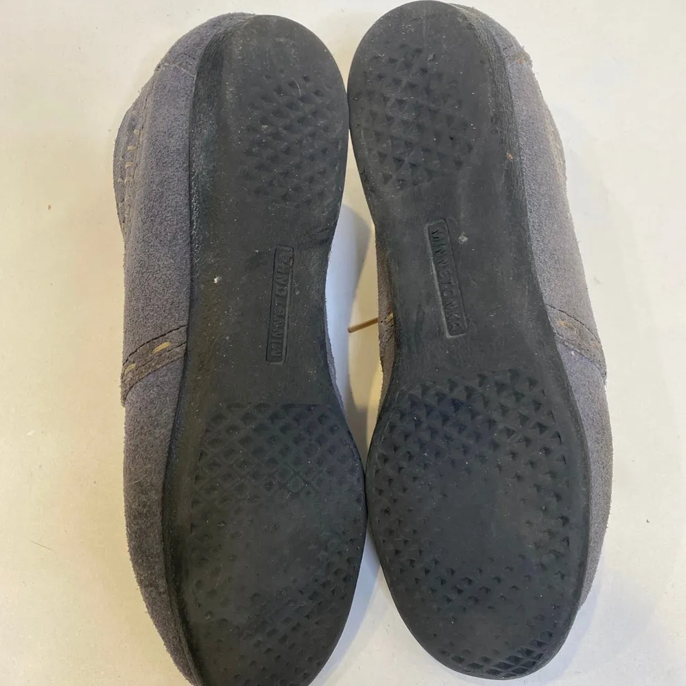 Minnetonka Lace Up Leather Suede Blue Chukka Women’s Moccasins Sz 8 - Image 5