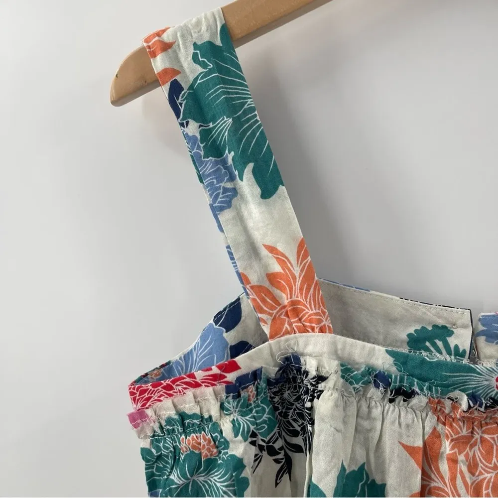 EASEL Tank Top Medium Poppy Floral Colorful Cotton Tiered Lightweight Raw Hem - Image 6