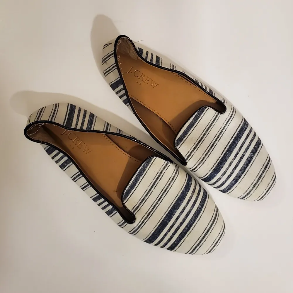 J.Crew Addie Navy &White Striped Slip On Loafers 7 - Image 2