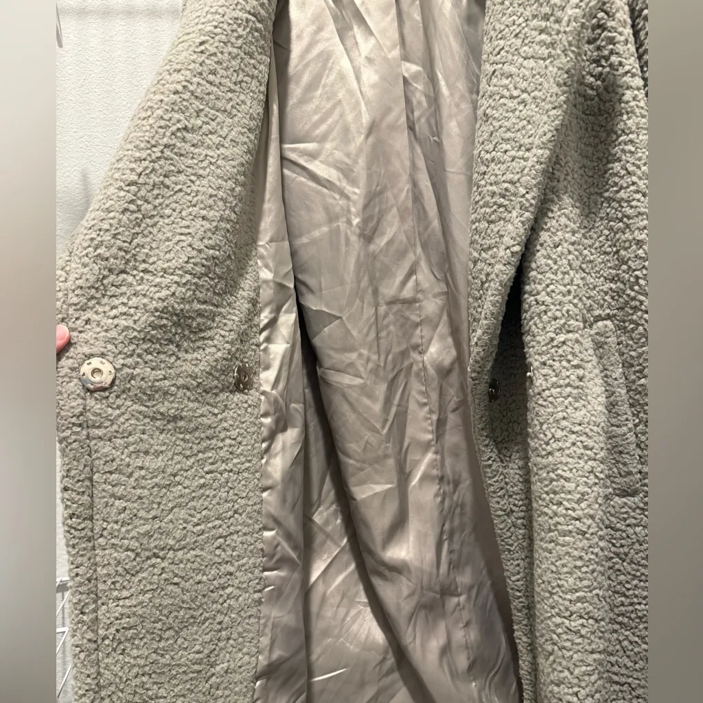 Sage Green Sherpa Long Coat - Image 5