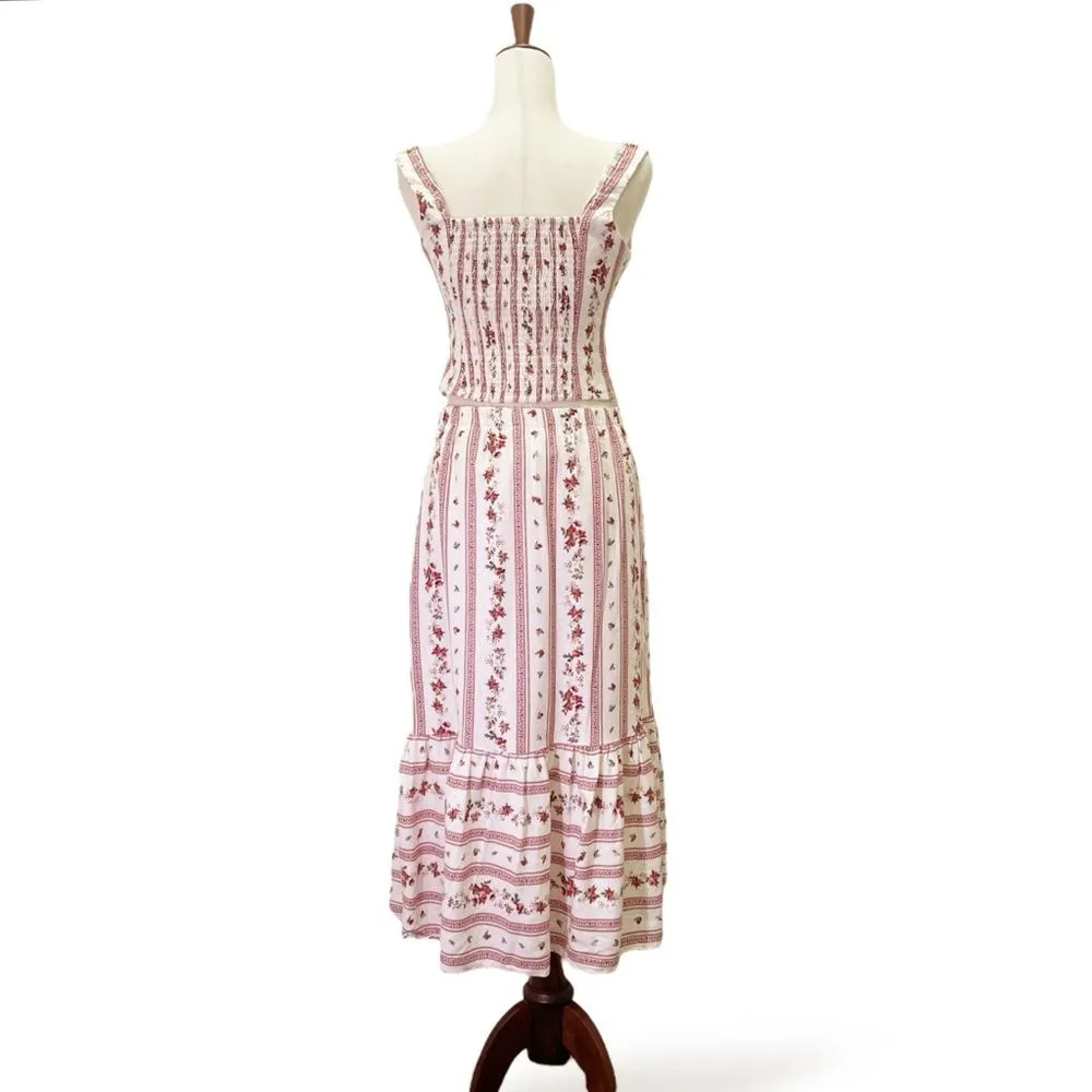 Joie Linen Blend Floral Stripe Two Piece Set Top & Maxi Skirt Size Small Boho - Image 4