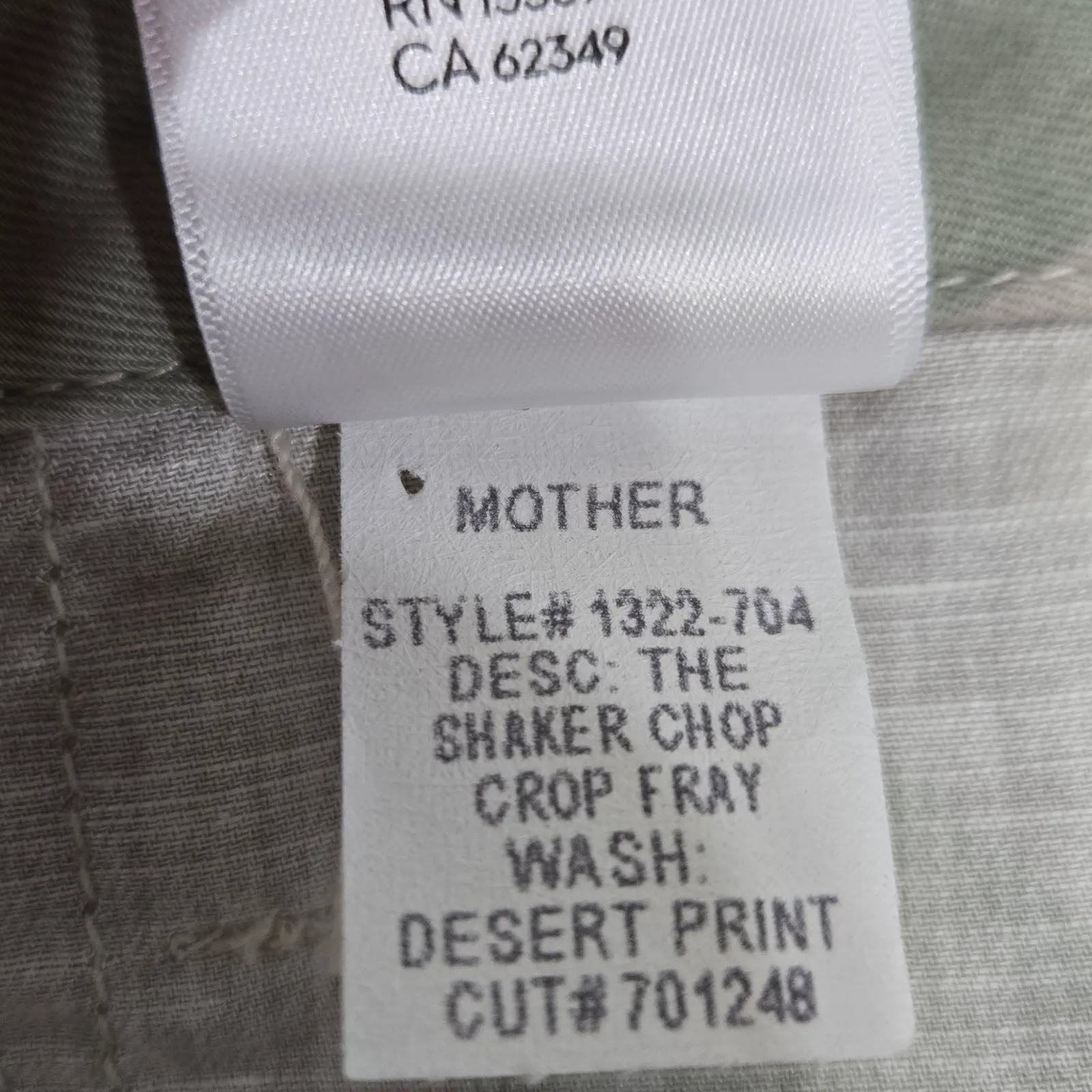 Mother Shaker Chop Crop Fray Pants Green Camo Print Linen Blend Pants Size 27 - Image 8