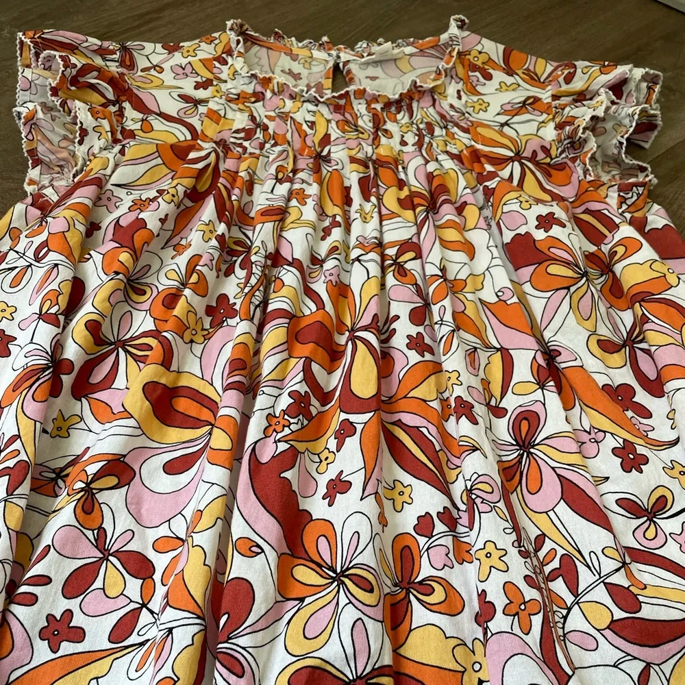 a.n.a. Short Sleeve Retro Printed Floral Blouse Colorful ~ Women’s Size 0X - Image 11