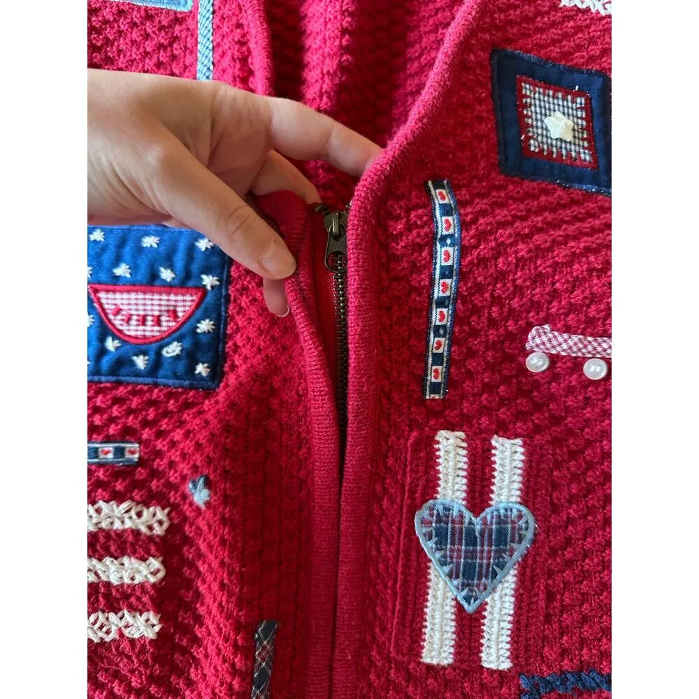Koret City Blues Vintage Patriotic Sweater Vest Red Size L - Image 3
