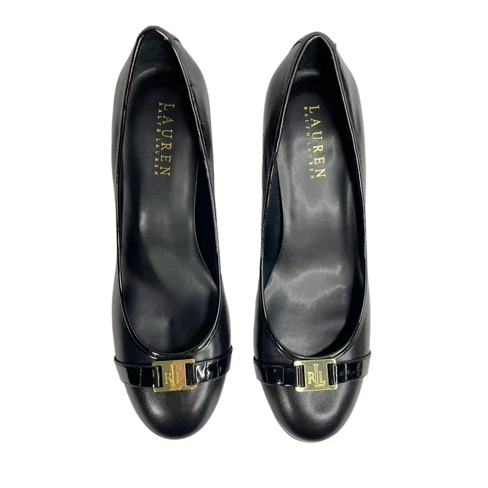 Lauren Ralph Lauren Black Shelbi Kidskin & Patent Leather Heels - Image 3