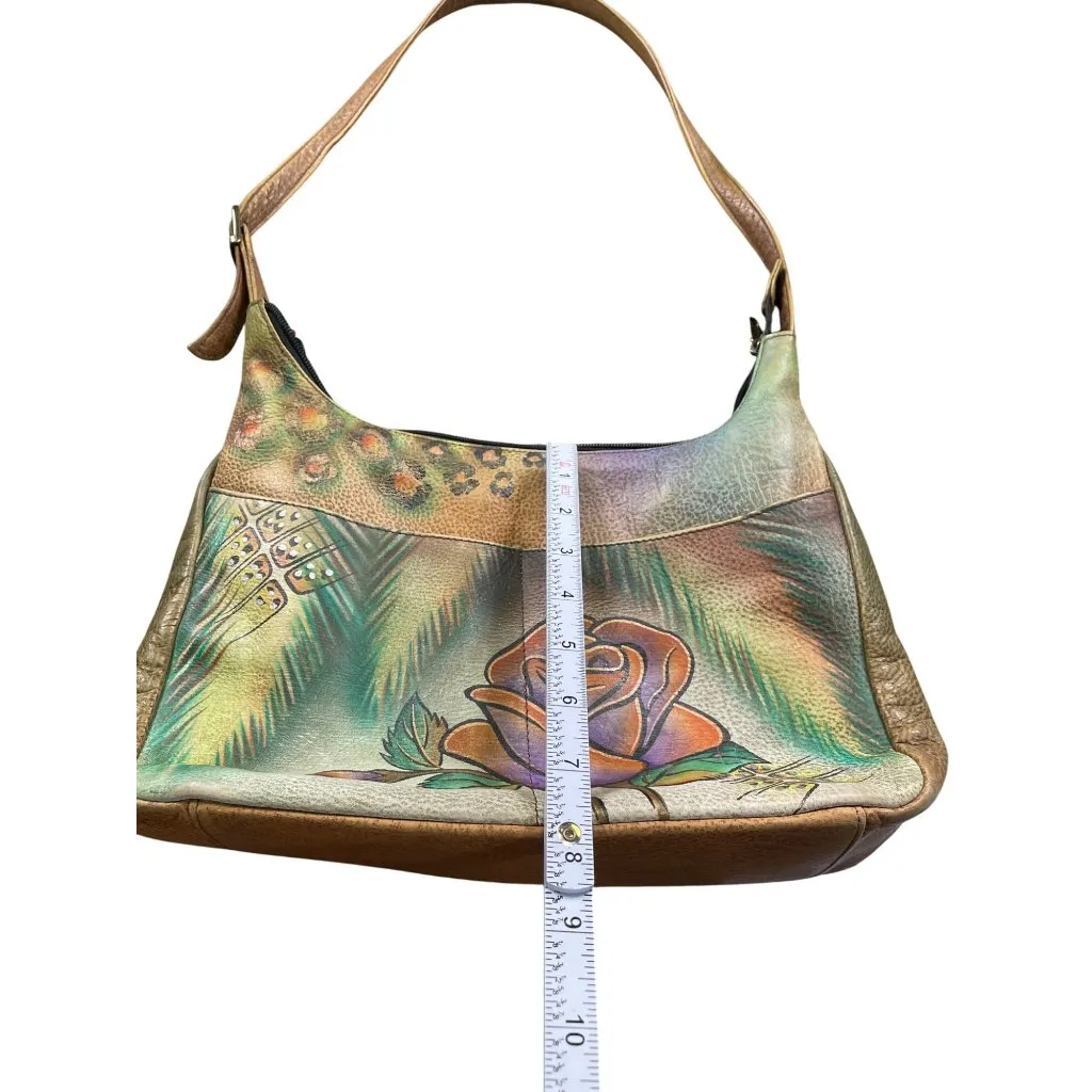 Anuschka Womens Brown Leather floral print shoulder handbag SKU 8714 - Image 8