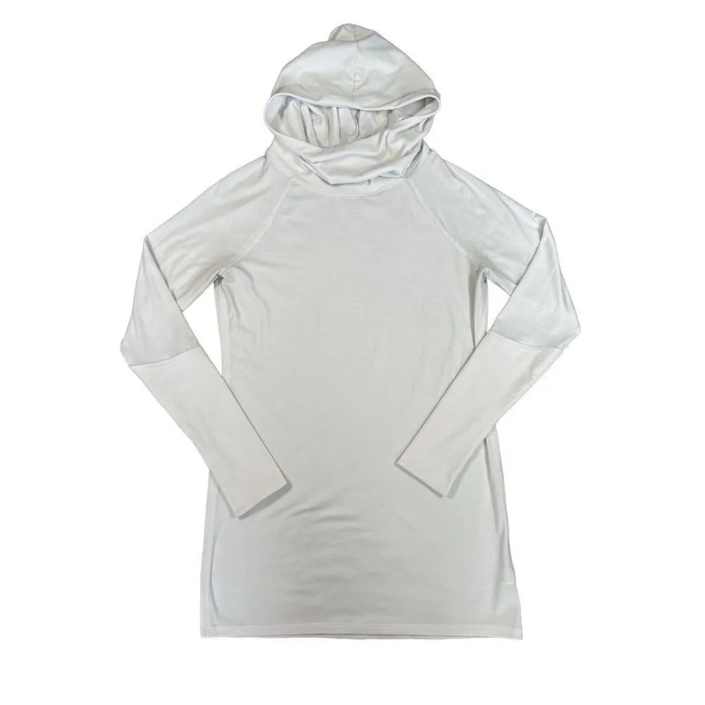 Athleta Essence Tunic Cowl Neck Hoodie Pullover Long Sweater White Athletic M - Image 2
