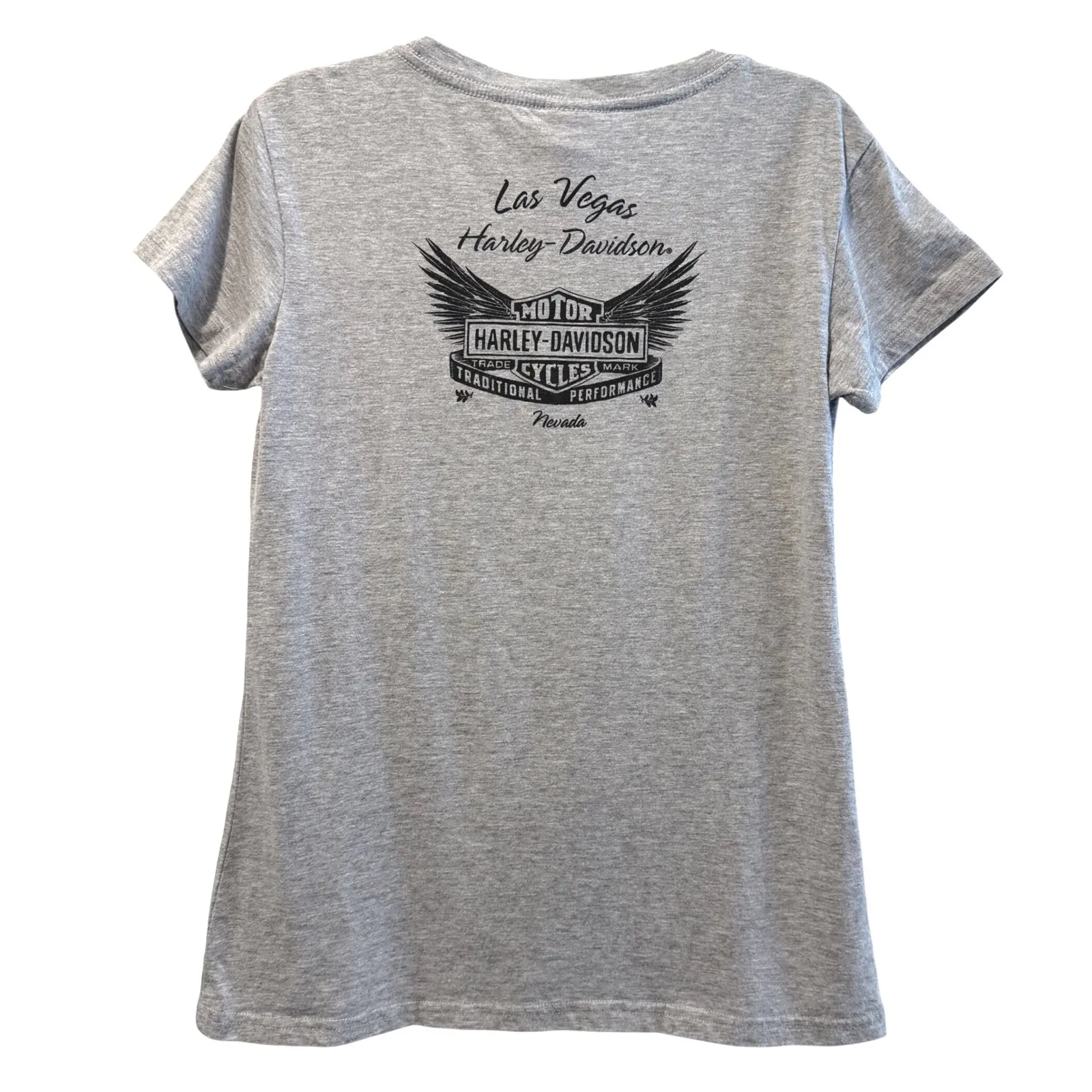 Harley Davidson Womens Gray Graphic T Shirt Motorcycle Biker Tee Medium - Image 5