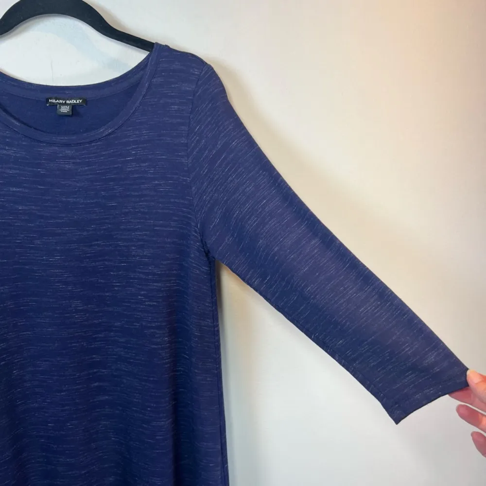 Hilary Radley 3/4 Sleeve French Terry Dress Navy Blue Space Dye Womens Sz Medium - Image 4