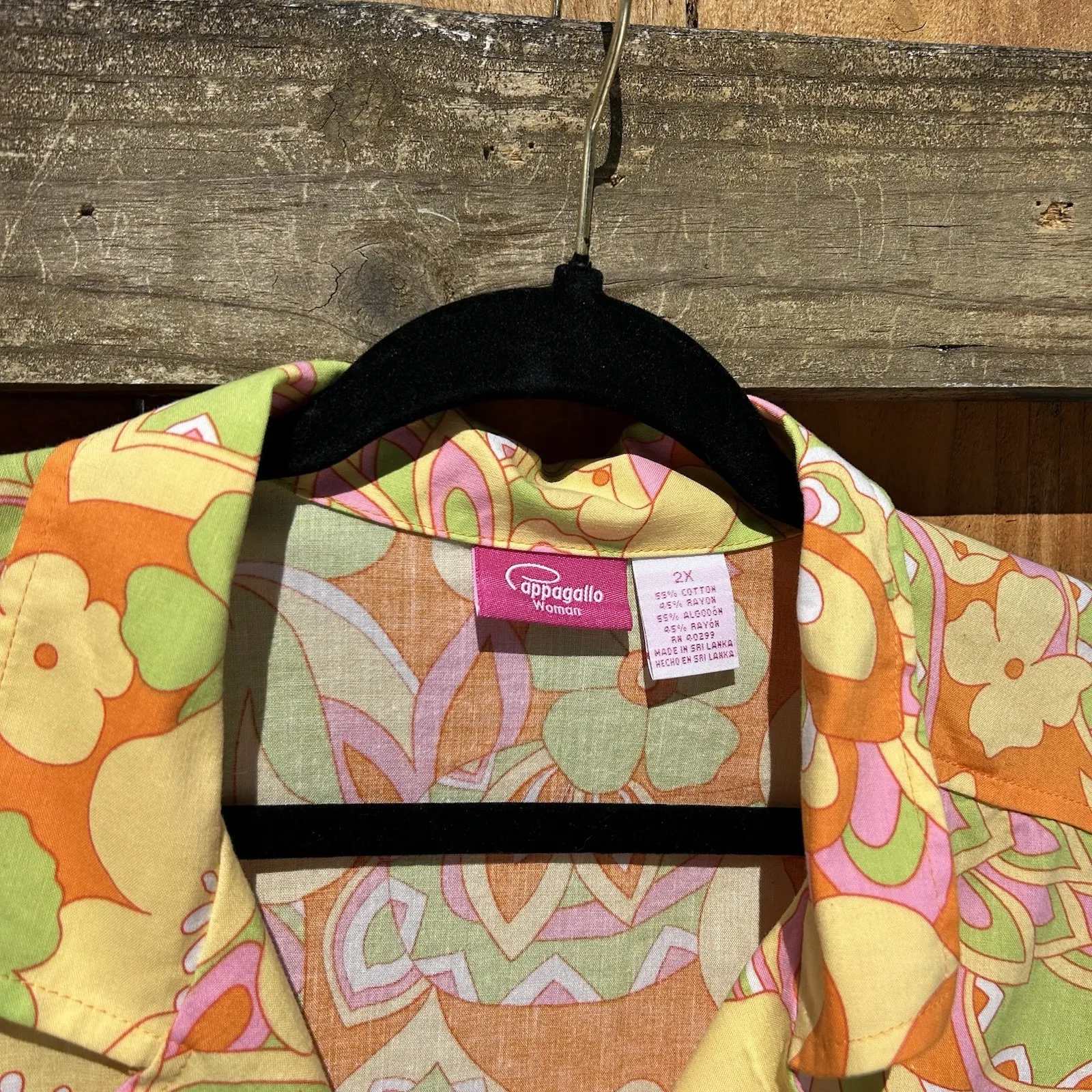 Pappagallo Woman Blouse Shirt Top 2X‎ Button Short Sleeve Floral Bright Spring Size XXL - Image 9