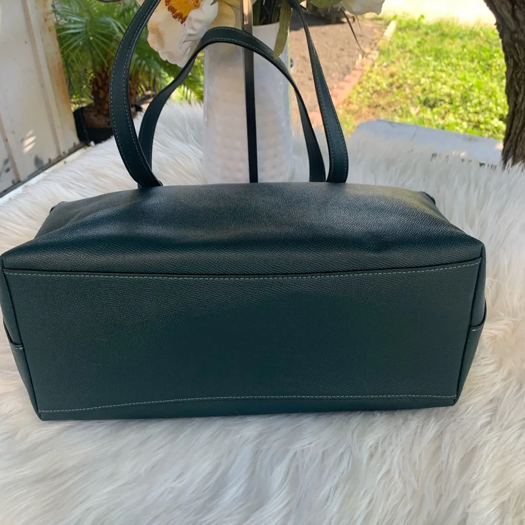 Coach Gallery Tote Bag Green Crossgrain Leather - Image 6