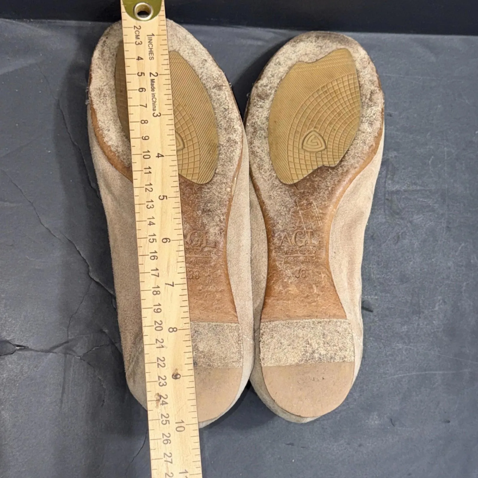 AGL Attilio Giusti Beige Shimmer Bedazzled 90s Y2K Millennial Flats Shoes 7.5 38 Black - Image 9