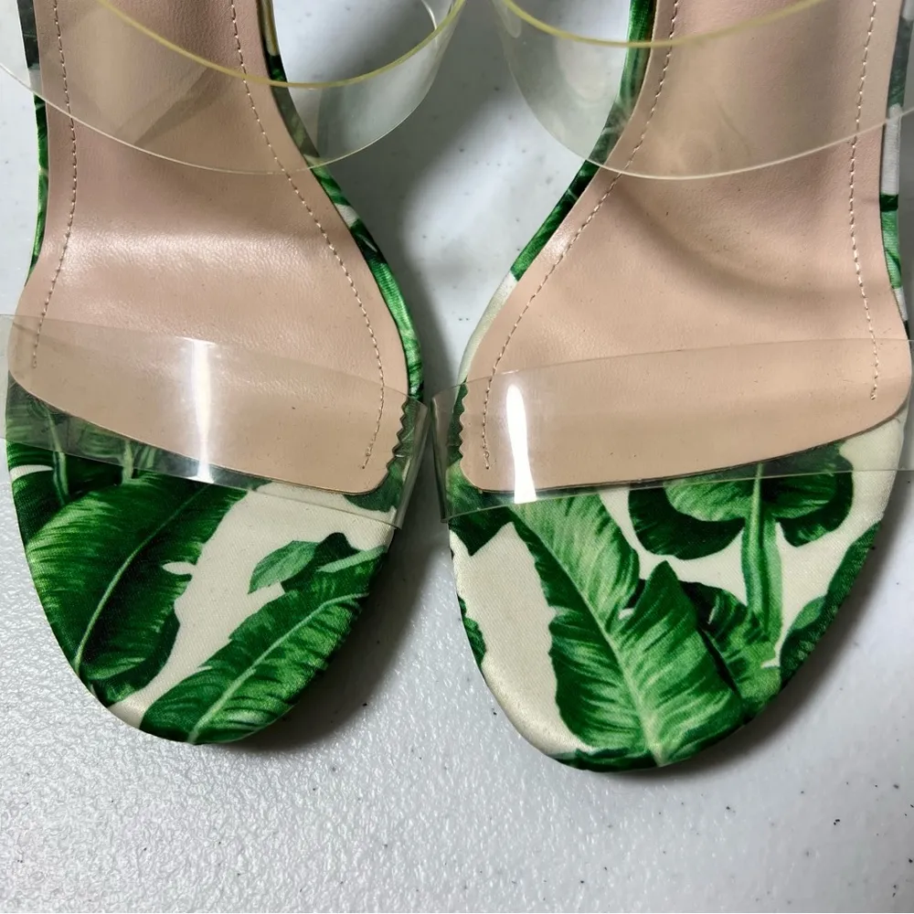 Boohoo Palm Print Clear Strap Heel Mules - Image 5