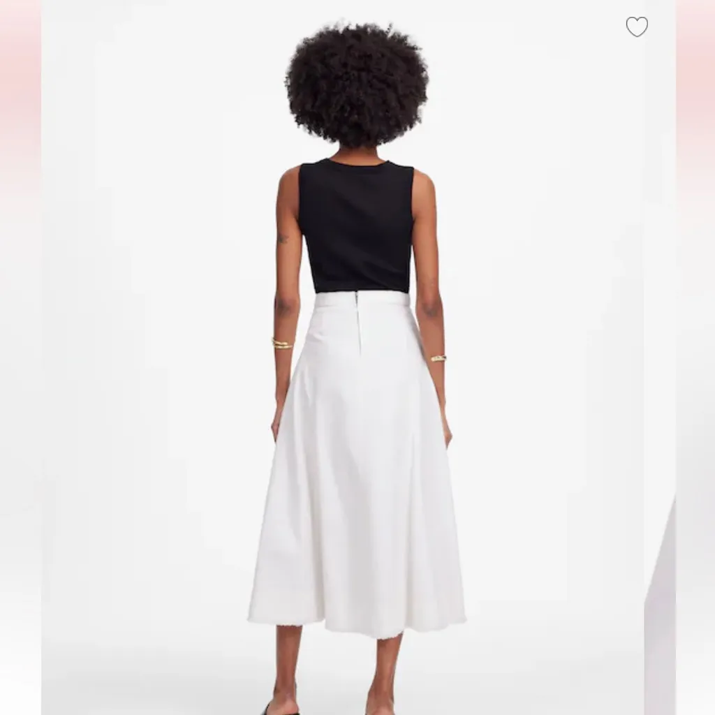 Madewell Flutted Midi Skirt Tile White Size 32 - Image 2