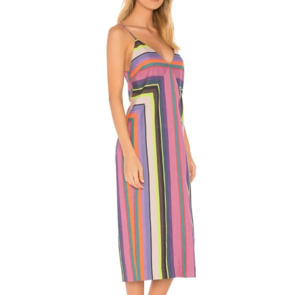 NWT Mara Hoffman Georgia Organic Cotton Midi Dress Rainbow Multi Size Medium - Image 2
