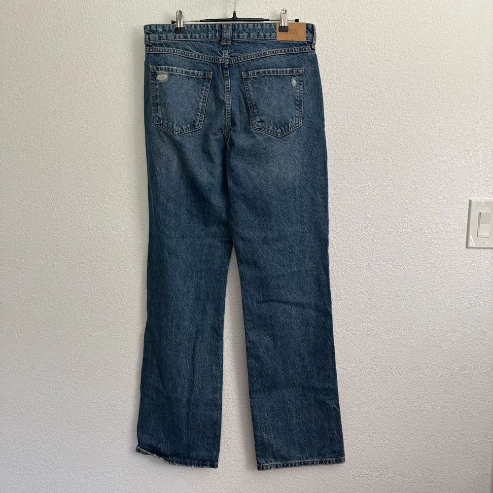 NWT Zara Straight Leg High Waist Blue Jeans 8 - Image 5