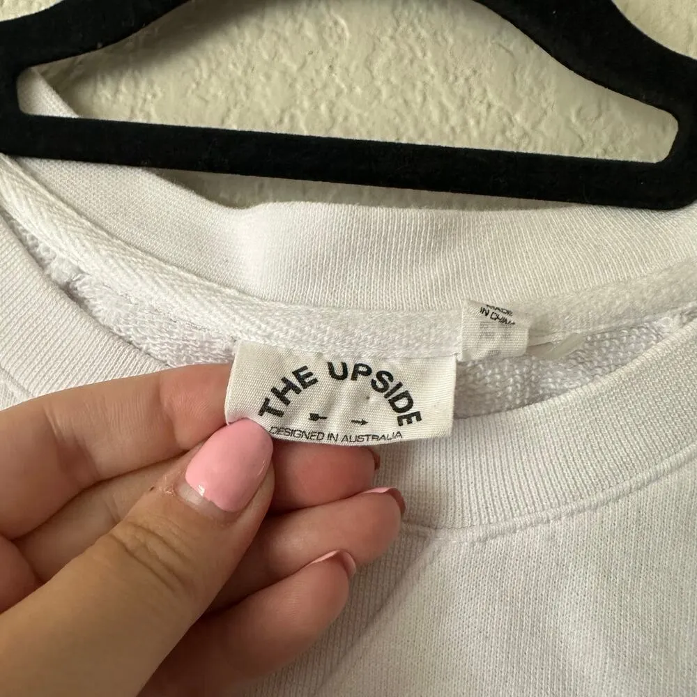 The Upside Saturn Logo Print Crew Neck Sweatshirt White Size Small - Image 7