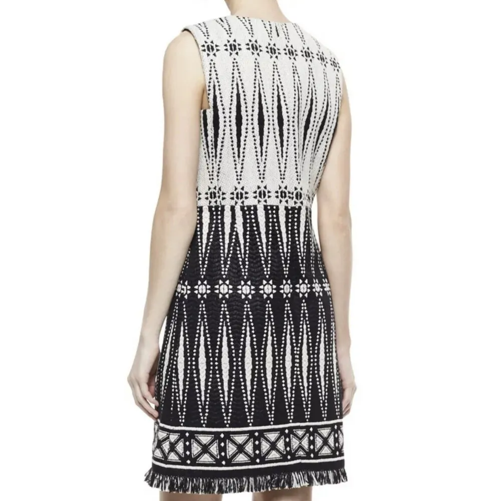 Tory Burch mini Fringe Dress Savora Tweed Sz 6 Boho - Image 2