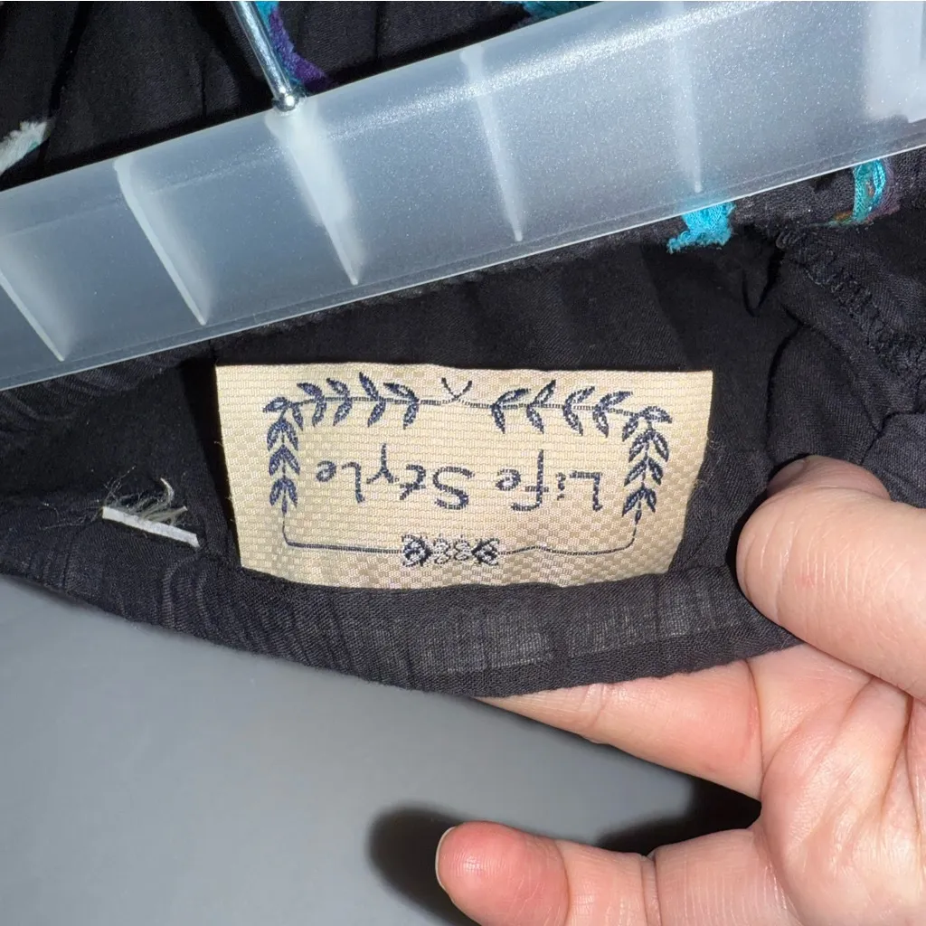 Vintage Retro‎ Colorful Patterned Women's Skirt Black Size L - Image 4