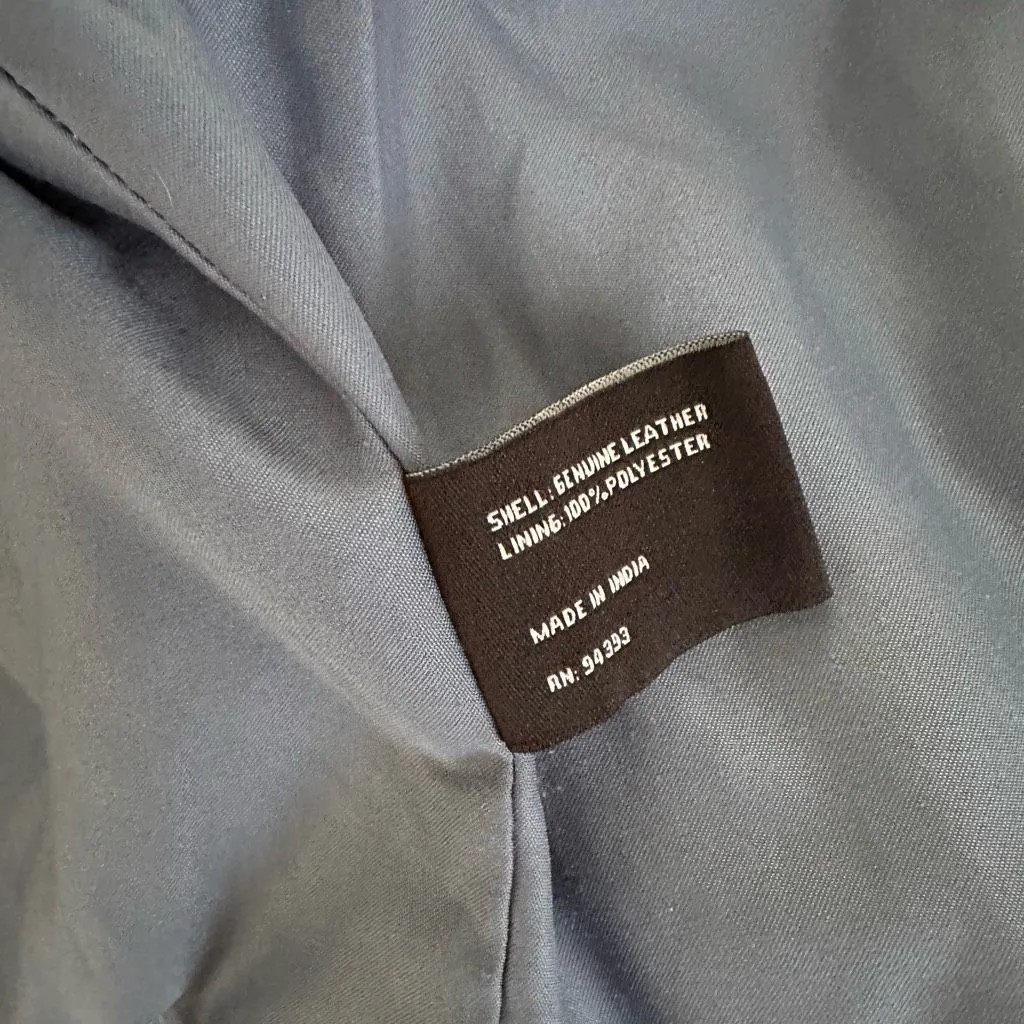 Slate & Willow Women’s Blue Moto Small Leather Jacket - Image 6